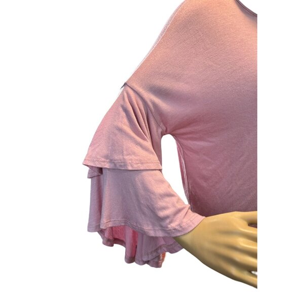 (5 for $25) Gaze Tiered Bell Sleeve Lightweight Top in Baby Pink Size XS NWT - Picture 8 of 8